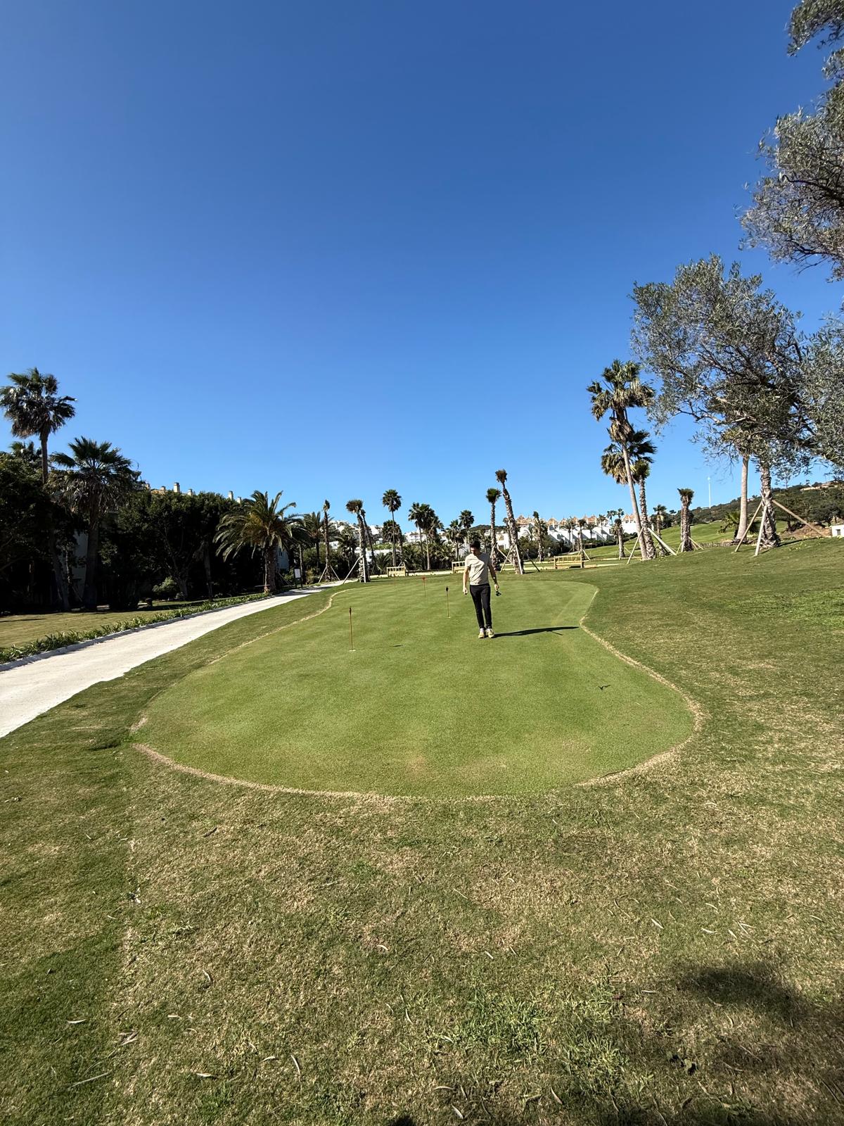 Putting green entouré de palmiers sur la Costa del Sol